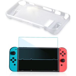 AMS-TPU Anti-kras Case Cover Premium Crystal Clear Shock Met Gehard Glas Screen Protector Voor Nintendo Switch Wit