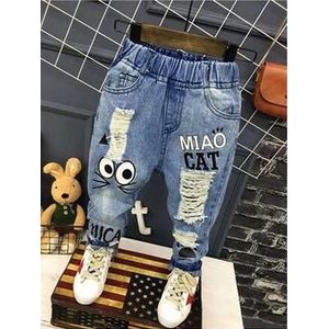 Cartoon Jongens Jeans Kinderen Gebroken Gat Broek Broek Lente Baby Jongens Meisjes Jeans 2-7Y Kinderkleding Meisje jeans