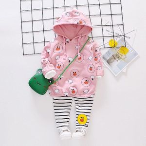 Baby Meisjes Hooded Weater Set Katoen Afdrukken Sweatshirt En Najaar Twee Stuk Vrouwelijke Baby Lange Mouw Tops Pak kleding