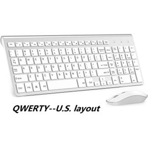 Draadloze Toetsenbord Muis, Full Size Met Numerieke Toetsen 。 compatibel Met Imac Mac Pc Laptop Tablet Computer Windows (Zilver Wit)