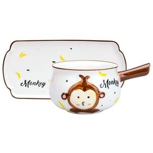 Mdzf Sweethome Cartoon Dier Keramische Servies Set Kinderen Ontbijt Plaat Dessert Salade Soepkom Servies