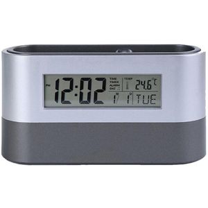 Office Desktop Storage Pen Houder Gereedschap Naam Kaart Container Met Digitale Wekker Timer Kalender Temperatuur Thermometer