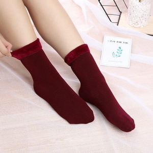 Een Paar Vrouwen/Mannen Winter Imitatie Nylon Sneeuw Sokken Verdikte Plus Fluwelen Anti-Pilling Sneeuw Sokken Warm sokken