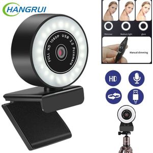 Webcam 2K Full Hd 1080P Pc Computer Webcam Usb Webcam Drive-Gratis Autofocus Ring Flash Vullen licht Cam Webcams Met Microfoon