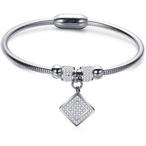 Plein Crystal Armbanden Bangles Magneet Sluiting Met Snake Chain 316L Rvs Bruiloft Sieraden Bangle Voor Vrouwen