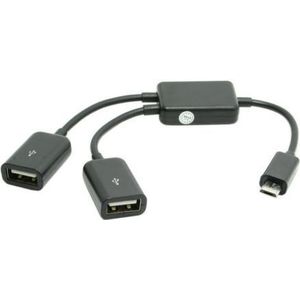 Jimier Cy Kabel Micro Usb Host Otg Adapter Kabel Met Dual Port Hub Voor Galaxy S5 S4 S3 & Tablet