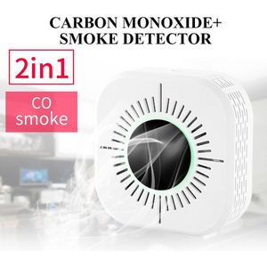 2 In 1 Gas Rookmelder Co Koolmonoxide Detector Voice Waarschuw Sensor Home Security Bescherming Hoge Gevoelige