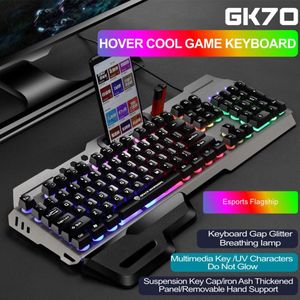 Metalen Paneel 104 Toetsen Toetsenbord Muis Combo Usb Wired Voor Desktop Office Mute Gaming Rainbow Backlit Mechanische Plug En spelen