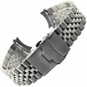 20Mm 22Mm 24Mm Roestvrij Stalen Horloge Band Strap Zilver Gepolijst Mens Luxe Vervanging Metal Horlogeband Armband Voor seiko