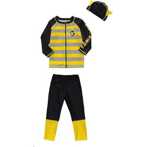 UPF50 + Meisjes Jongens Lange Mouw Rashguard Shirt + Lange benen Broek set van 3 Stuk Badpak Zon UV bescherming Badmode Zwemmen Pak Cap