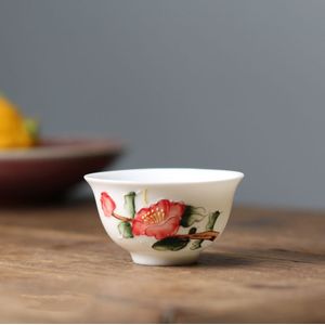 4 Stks/partij 28Ml Hand Painted Keramische Kung Fu Thee Kopjes Witte Mooie Thee Cup Set Bamboe Theewaar Vlinder Kom voor Theeceremonie