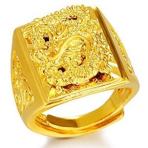 Gouden Ring Top Geen Fade Vietnam Alluviale Gouden Draak Ringen Verstelbare Vuist Knokkels Ringen Sieraden Voor Mannen