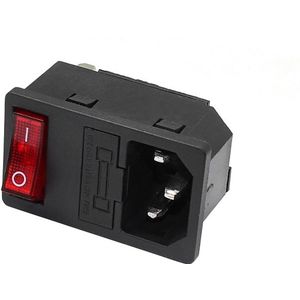 Integrale Rood Licht 10A 250VAC Rocker Switch Power Rocker Gesmolten IEC 320 C14 Inlaat Socket 3pin Connector Plug 10A zekering