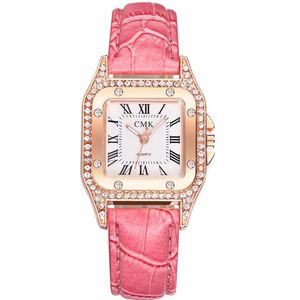 Luxe Mode Vrouwen Strass Horloge Leather Analoge Quartz Horloges Dames Jurk Horloge Relogio Feminino
