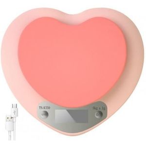 5Kg Keuken Digitale Weegschaal 3 Eenheden Conversie Wegen Voedsel Clear Schaal Roze Hart Vorm Voedsel Dieet Schaal Voor Thuis
