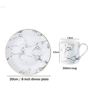 Steengoed Gemarmerd Servies Set Gouden Keramische Mok Diner Plaat Pasta Gerechten Afternoon Tea Set Salade Dessertbord 8/10 inch