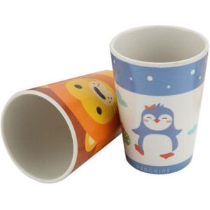 BXLYY1pc Bamboevezel kinderen Drinken Horizontale Cup Koffie Cup Groene Cartoon antislip Anti-brandwonden Baby Shower kleine .8z