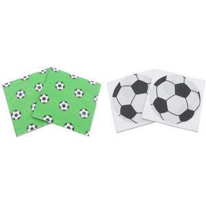 200 Stuks Gedrukt Feature Voetbal Patroon Papier Servetten Green & Black & White & Wit & Zwart