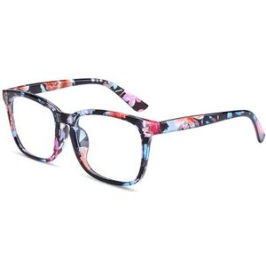 Elbru Anti Blue Ray Spektakel Brilmonturen Voor Vrouwen Mannen Unisex Vierkante Transparante Brillen Frame Retro Bloemen Brillen Mannelijke