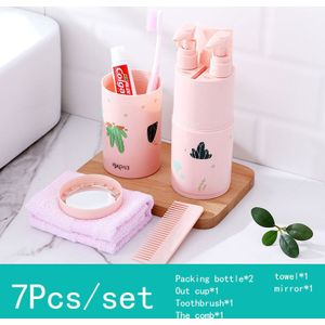 5pce/Set Reiskop Voor Tandenborstel Tand Badkamer Cups Reizen Set Draagbare Tandpasta Handdoek Opslag Paar Cup Wassen Accessorie