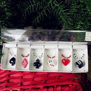 1 Set/6 PCS Custom rode Wijn Glas Charmes Set Kerst Beker Ringen Kit Xmas Drink Markers Tags Party gunsten murano glas Hanger