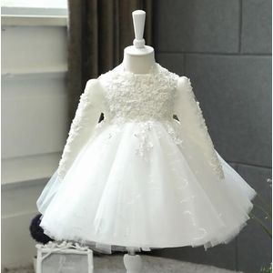 Sequin Tulle Baby Girl Jurken Pasgeboren 1st Verjaardag Jurk Lange Mouwen Little Girl Party Dress Baby Doop Doopjurk