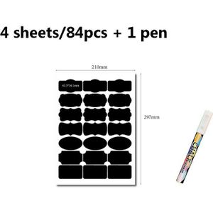 84Pcs Potten Schoolbord Label Stickers Met Pen Keuken Accessoires Voedsel Fles Container Blackboard Op De Blikjes Keuken Gadgets