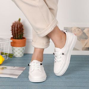 Vrouwen Wit Flats Pu Zachte Lederen Sneakers Canvas Loafers Comfort Lace Up Casual Lente Vrouw Gevulkaniseerd Schoenen Zomer Mocassins