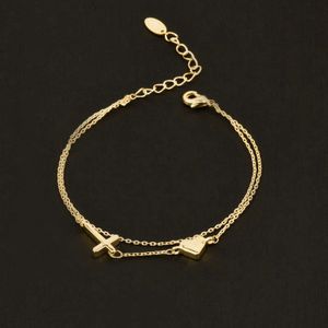 Sinleery Charm Star Moon Cross Heart 2 Lagen Armbanden Ketting Voor Vrouwen Rose Goud Kleur Mode-sieraden Sl290 Ssi