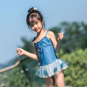 Meisjes Een Stuk Zwaan Badpak Kinderen Mooie Ballet Stijl Ruffle Skirted Badpak Badmode Tie Voor Badpak 2- 12 jaar