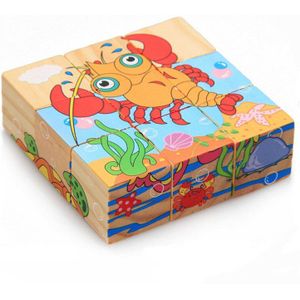 3D Puzzels Cartoon Dier Puzzel Speelgoed Kids 6 Zijden Wijsheid Jigsaw Early Educatief Houten Speelgoed voor Kinderen 9pcs 3D puzzel