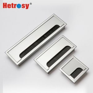Hetrosy Office Hardware Matt Zwarte Rechthoek Draad Kabel Grommet Aluminium Vierkante Tafel Bureau Grommet met Meerdere Maten