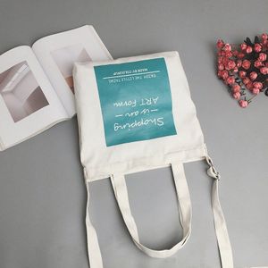 Brief Patroon Enkele Schouder Winkelen Mode Eco Tas Meisjes Casual Canvas Boekentas Vrouwen Koreaanse Stijl Crossbody Totes Roze