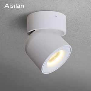 Aisilan LED plafondlamp opbouw 360 Graden Ronde Curve Rotatie lamp Cilinder Creatieve 7W 9W CREE COB spot Light