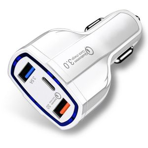 Autolader Universele 2 Usb Snel Opladen 3.0 Met Type-C Usb Snel Opladen Voor Iphone X 8 Puls xs Xr Samsung Xiaomi Autolader