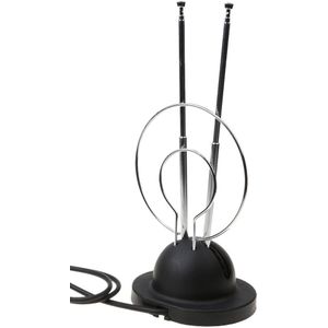 1 Pcs Universele Indoor Konijn Oor Tv Antenne Voor Hdtv Klaar Vhf Uhf Dual Loop Coaxiale 45-860 Mhz 3.94*3.15*9.05 Inch