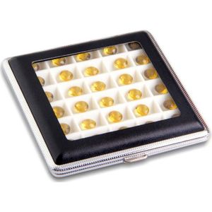 Zwart Pu Leer Diamant Opslag Metalen Doos Gemstone Collection Case 30 Grid Gem Display Houder Organizer Case