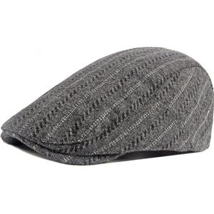 Newsboy Caps Retro Baretten Mannen Wollen Blend Flatcap Hoeden Volwassen Cabbie Ivy Platte Cap Winter Streep Krantenverkoper Caps