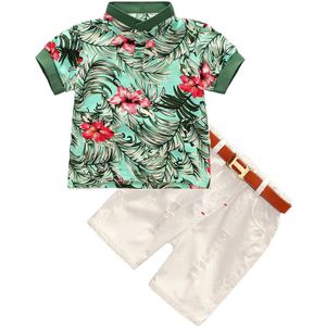 -selling 2 stuks Peuter Kids Cool Baby Boy Bloem Korte Mouw Polo T-shirt Tops + Korte Broek outfits Kleding Set