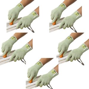 Cooljob Bamboe Snijbeschermingshandschoenen, Cut Proof Werkhandschoenen, Food Grade Bescherming Snijden Handschoenen, groene Kleine Oversize (5 Paar)