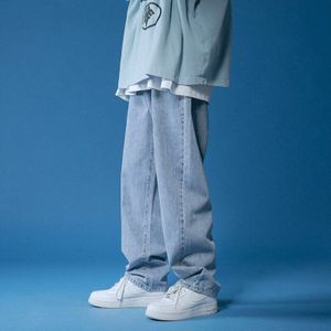 Rechte Jeans Mannen Witte Losse Denim Broek Neutrale Jean Streetwear Casual Effen Kleur Brede Jeans Man Vrouwen Broek Hip Hop bagy
