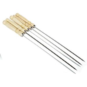 50Pcs Outdoor Picknick Bbq Barbecue Spies Gebraden Platte Stok Roestvrijstalen Naald Houten Handvat Brochette Tong Kebabe Gereedschap