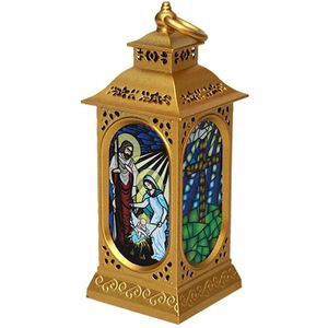 Kerst Led Lamp Ornamenten Religieuze Jesus Wind Licht Opknoping Lantaarn Decor K43D