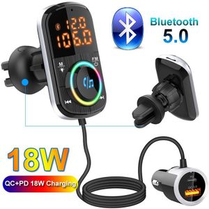 Bluetooth 5.0 Auto Fm-zender Kit Handsfree Stereo MP3 Speler Quick Charge 3.0 Usb Charger Ondersteuning Stem Assistent