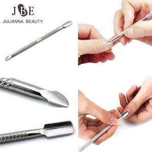10 stks/partij Dubbelzijdig Nail Cuticle Pusher Multifunctionele Metalen Vinger Dode Huid Pusher Cuticle Remover Pedicure Tool
