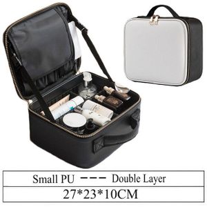 Lederen Clapboard Cosmetische Tas Professionele Make Up Box Grote Capaciteit Organisator Handtas Reizen Insert Toilettas Make-Up Koffer