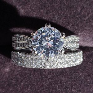 Luxe Halo 925 Sterling Silver Wedding Ring Set Voor Vrouwen Lady Anniversary Sieraden Zwarte Vrijdag R5141
