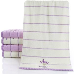Puur Katoen Borduurwerk Zacht Gezicht Handdoek Handdoek Voor Volwassenen Hoge Absorberende Hotel Thuisgebruik Lavendel Bloem Groene Thee 34*73cm 1PC