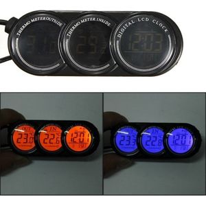 12V-24V 3 In 1 Auto Lcd Digitale Binnen Buiten Klok Thermometer Gauge