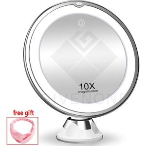 Make-Up Beauty Ring Licht Spiegel Met Led Licht 10X Vergrootglas 360 Graden Roterende Smart Switch Make Licht Kleine Spiegel